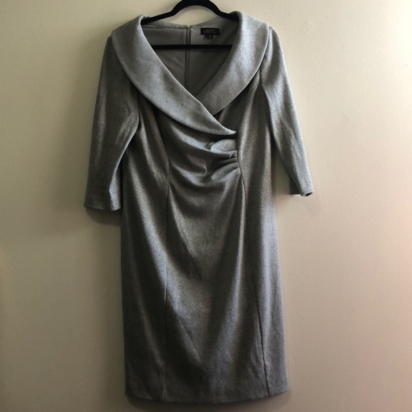 Tahari Dresses & Skirts - Tahari Silver Sparkle Open Neck Dress Size 14